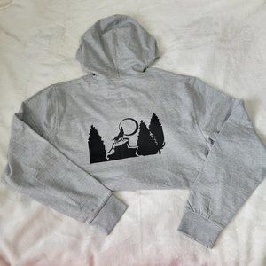 Wolf Howling At Moon in Forest Print Hoodie